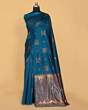 geometric pattern silk saree