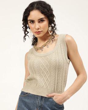 geometric pattern sleeveless pullover