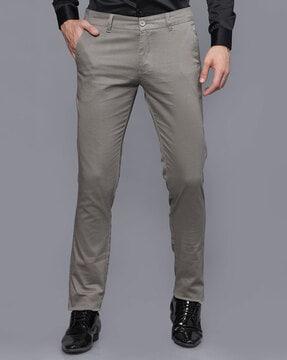 geometric pattern slim fit trousers