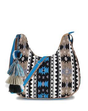 geometric pattern sling bag with adjustable strap