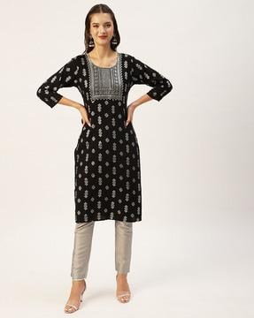 geometric pattern straight kurta