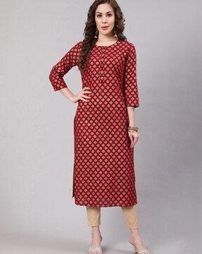 geometric pattern straight kurta