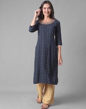 geometric pattern straight kurta