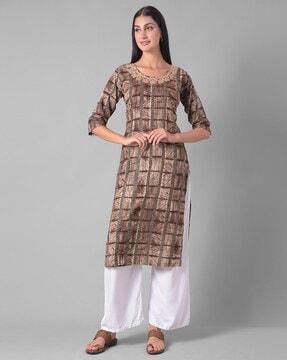 geometric pattern straight kurta