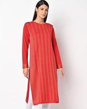 geometric pattern straight sweater kurta