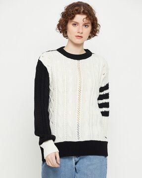 geometric pattern sweater with round neck