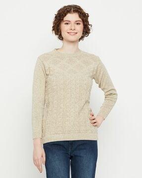 geometric pattern sweater with round neck