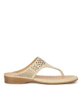 geometric pattern thong-strap sandals