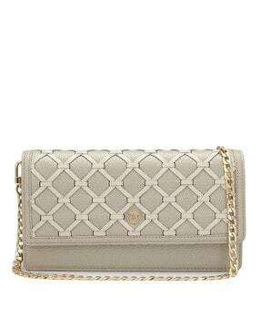 geometric pattern travel wallet with detachable chain strap