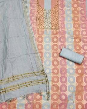 geometric pattern unstitched dress material