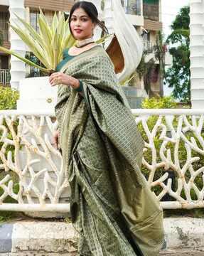 geometric pattern woven saree