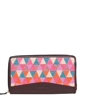 geometric pattern zip-around wallet