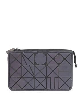 geometric pattern zip closure pouch