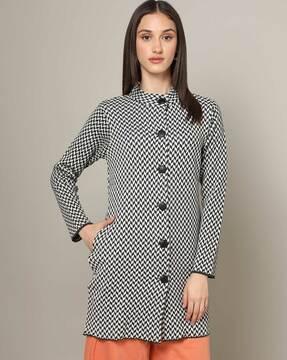 geometric patterned cardigan with insert pockets