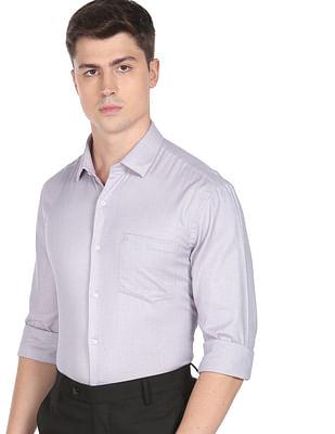 geometric patterned weave twill shirt