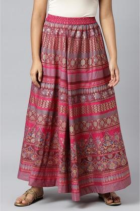 geometric polyester regular fit women's festive skirt - pink
