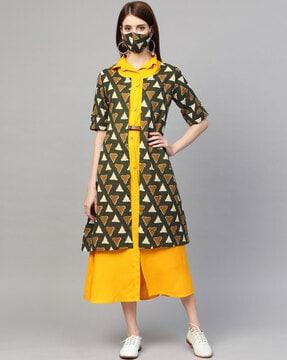 geometric print a-line dress