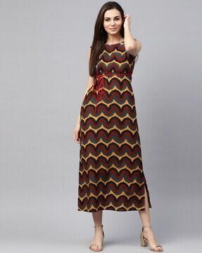 geometric print a-line dress