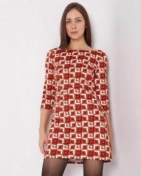 geometric print a-line dress