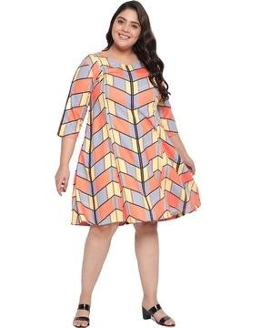 geometric print a-line dress