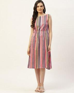 geometric print a-line dress