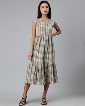 geometric print a-line dress