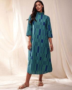 geometric print a-line dress