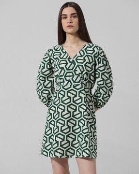 geometric print a-line dress