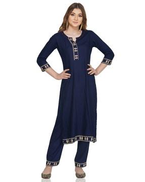 geometric print a-line kurta set