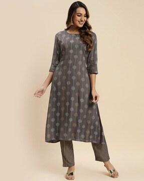 geometric print a-line kurta set