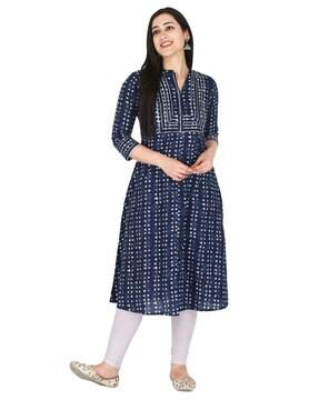 geometric print a-line kurta set