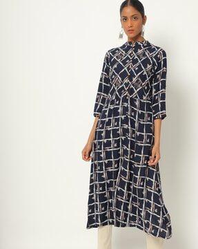 geometric print a-line kurta