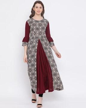 geometric print a-line kurta