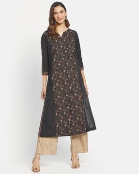 geometric print a-line long kurta