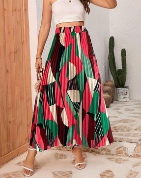 geometric print a-line skirt