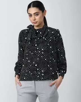 geometric print back key hole top