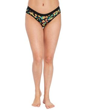 geometric print bikinis panties with elasticated waist