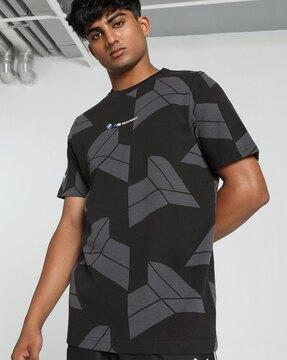 geometric print bmw motorsport regular fit crew-neck t-shirt