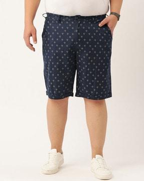 geometric print boxers with front button