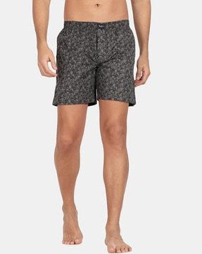 geometric print boxers with insert pocket