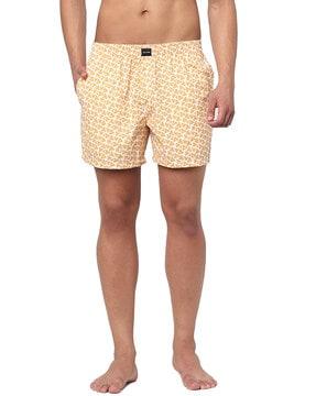 geometric print boxers with insert pockets