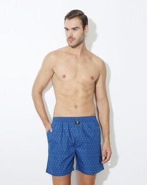 geometric print boxers with insert pockets