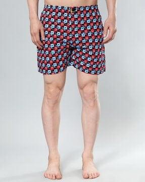 geometric print boxers with insert pockets