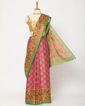 geometric print brasso saree