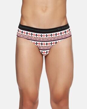 geometric print brief with elasticated waist