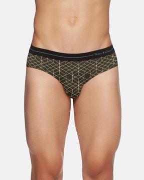 geometric print briefs with elasticated waist