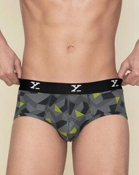 geometric print briefs with front pouch