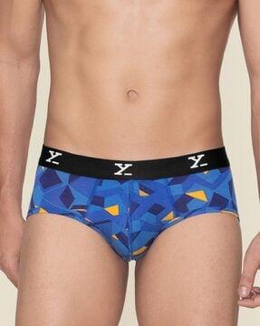 geometric print briefs with front pouch