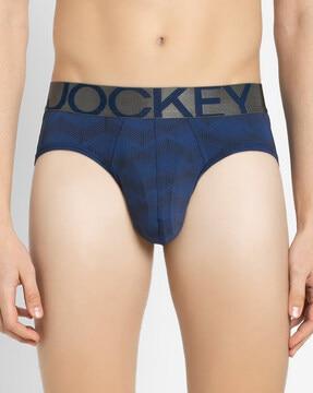 geometric print briefs with logo elasticated waist