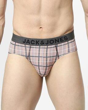 geometric print briefs with logo waistband